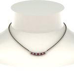 Load image into Gallery viewer, Curved-Bar-Diamond-Mangalsutra-With-Pink-Sapphire
