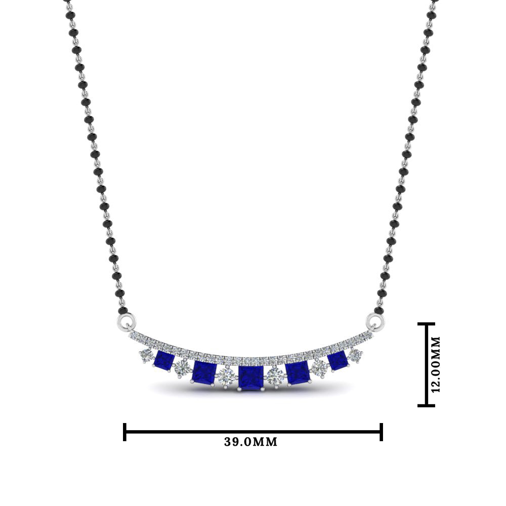 Curved Bar Blue Sapphire Mangalsutra