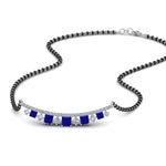 Load image into Gallery viewer, Curved-Bar-Diamond-Mangalsutra-With-Sapphire
