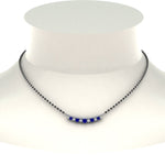 Load image into Gallery viewer, Curved-Bar-Diamond-Mangalsutra-With-Sapphire
