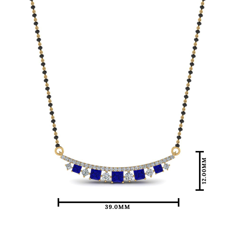 Curved Bar Blue Sapphire Mangalsutra