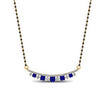 Load image into Gallery viewer, Curved-Bar-Diamond-Mangalsutra-With-Sapphire
