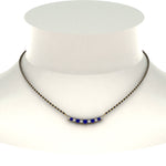 Load image into Gallery viewer, Curved-Bar-Diamond-Mangalsutra-With-Sapphire
