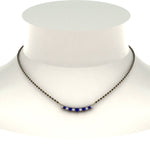 Load image into Gallery viewer, Curved-Bar-Diamond-Mangalsutra-With-Sapphire
