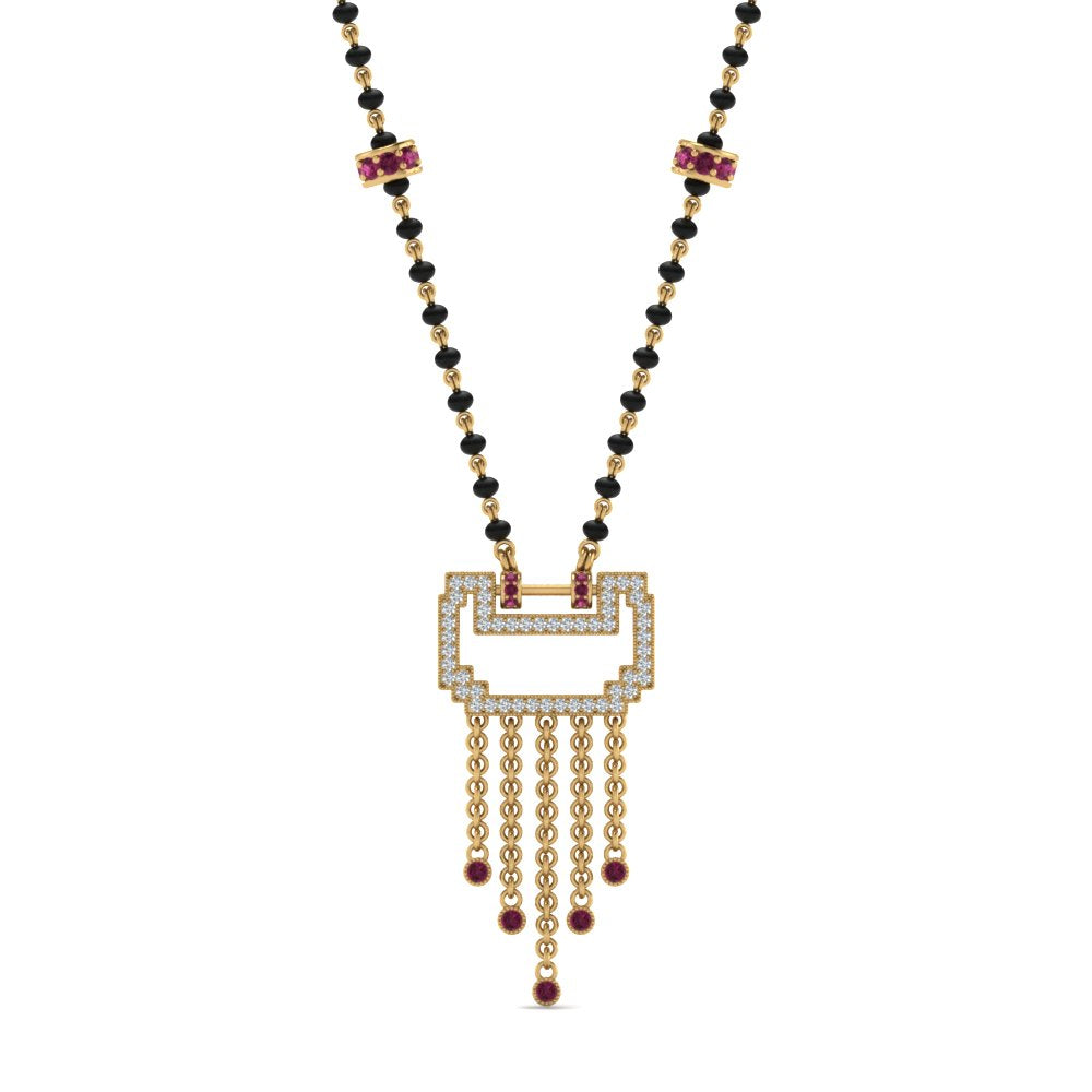 Diamond-Pendant-Mangalsutra-For-Bride-With-Pink-Sapphire