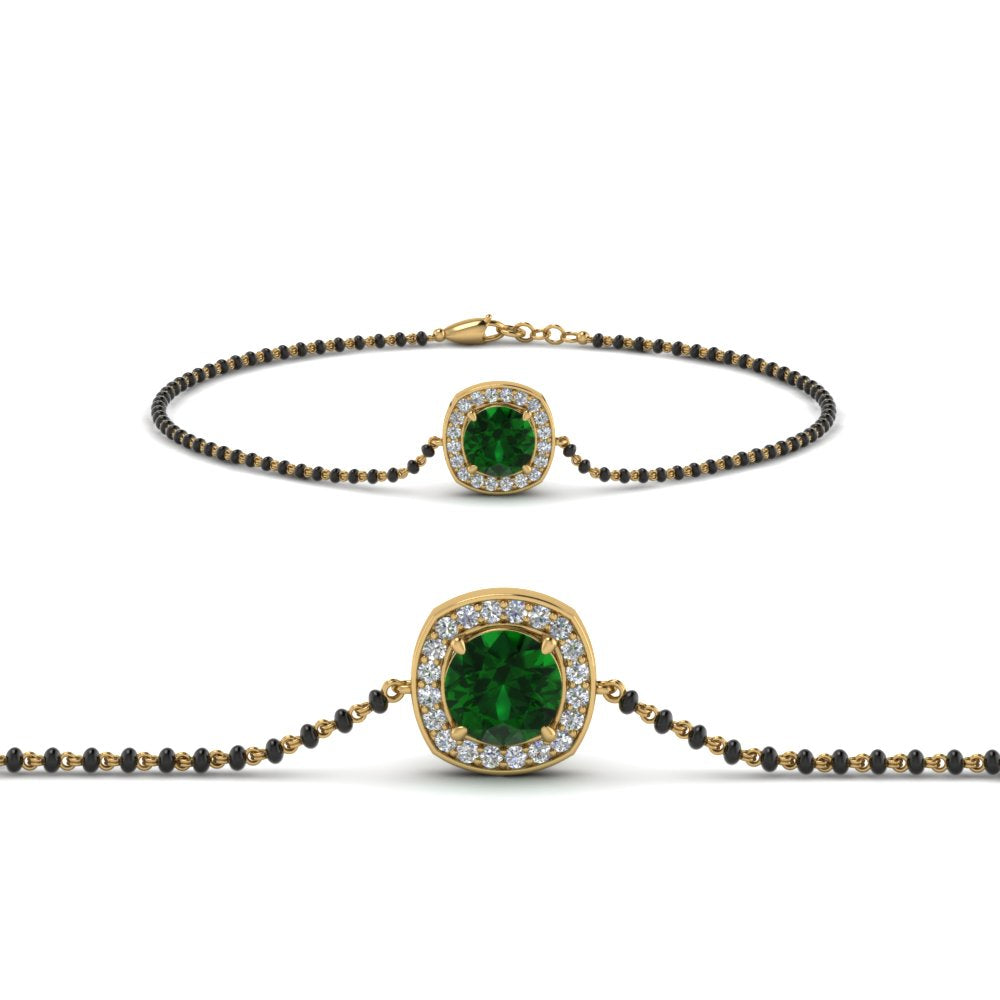 Emerald Bracelet Mangalsutra With Black Beads