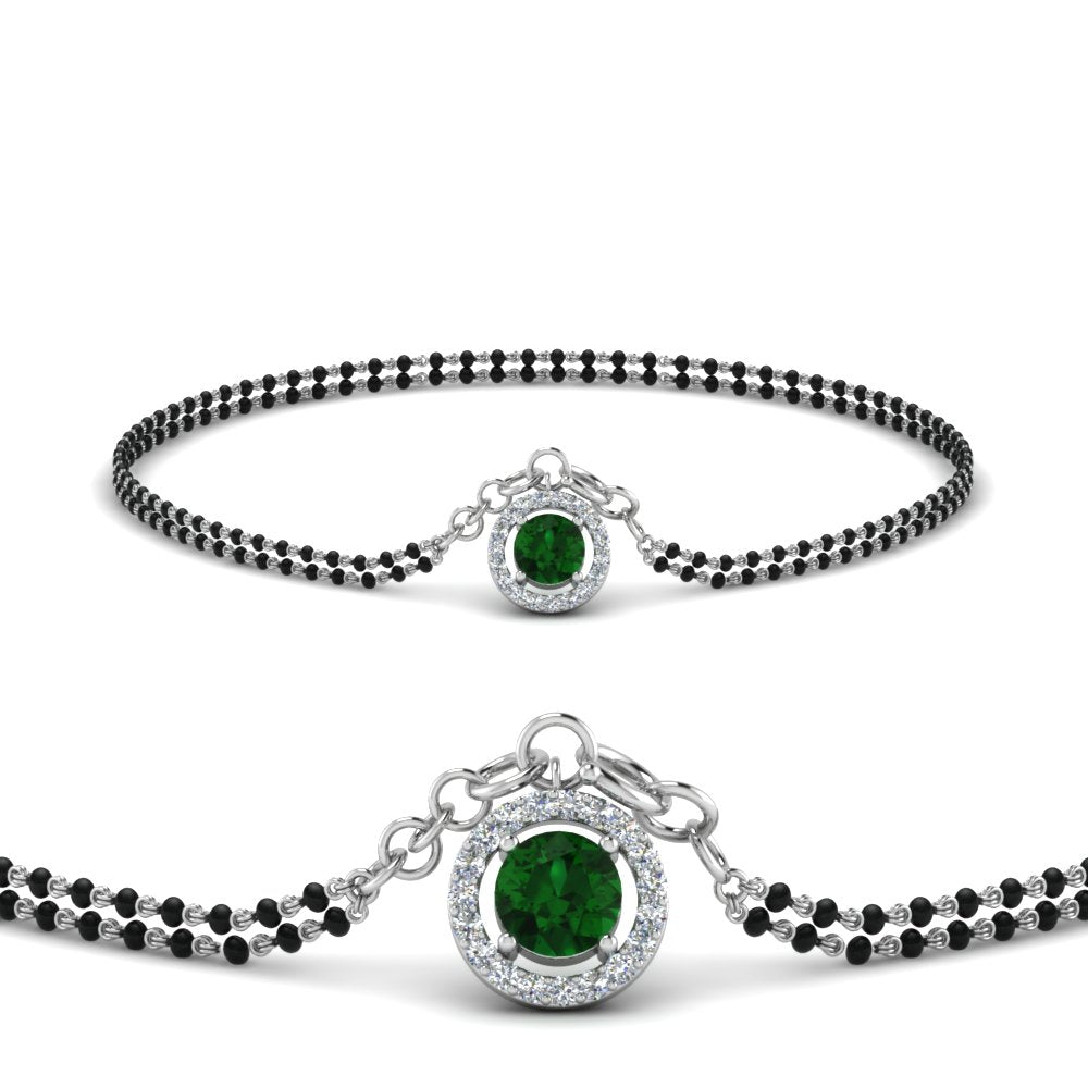 Emerald Halo Drop Mangalsutra Bracelet