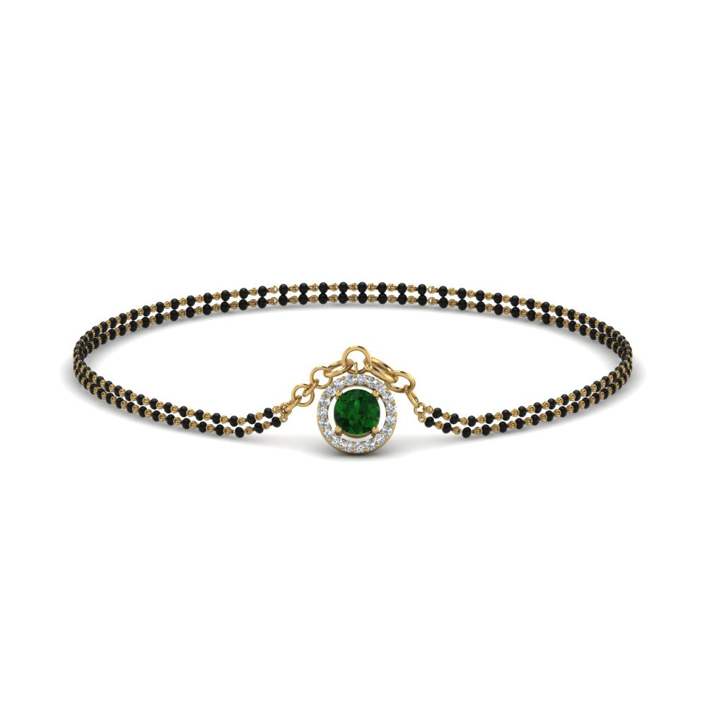 Emerald Halo Drop Mangalsutra Bracelet