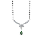 Load image into Gallery viewer, Floral-Drop-Diamond-Mangalsutra-Necklace-With-Emerald