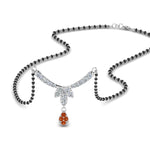 Load image into Gallery viewer, Floral-Drop-Diamond-Mangalsutra-Necklace-With-Orange-Sapphire
