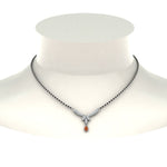 Load image into Gallery viewer, Floral-Drop-Diamond-Mangalsutra-Necklace-With-Orange-Sapphire
