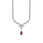 Load image into Gallery viewer, Floral-Drop-Diamond-Mangalsutra-Necklace-With-Pink-Sapphire