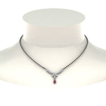 Load image into Gallery viewer, Floral-Drop-Diamond-Mangalsutra-Necklace-With-Pink-Sapphire
