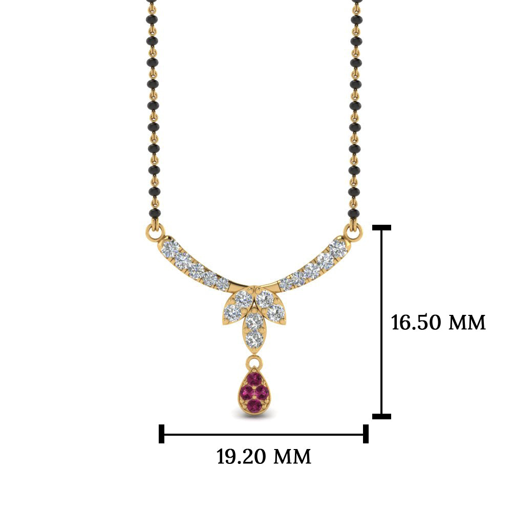 Floral Drop Pink Sapphire Mangalsutra Necklace