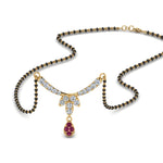 Load image into Gallery viewer, Floral-Drop-Diamond-Mangalsutra-Necklace-With-Pink-Sapphire