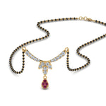 Load image into Gallery viewer, Floral-Drop-Diamond-Mangalsutra-Necklace-With-Pink-Sapphire
