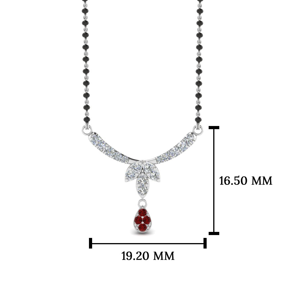 Floral Drop Ruby Mangalsutra Necklace