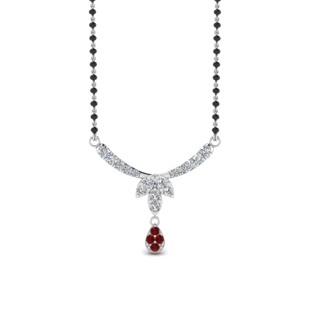Floral-Drop-Diamond-Mangalsutra-Necklace-With-Ruby