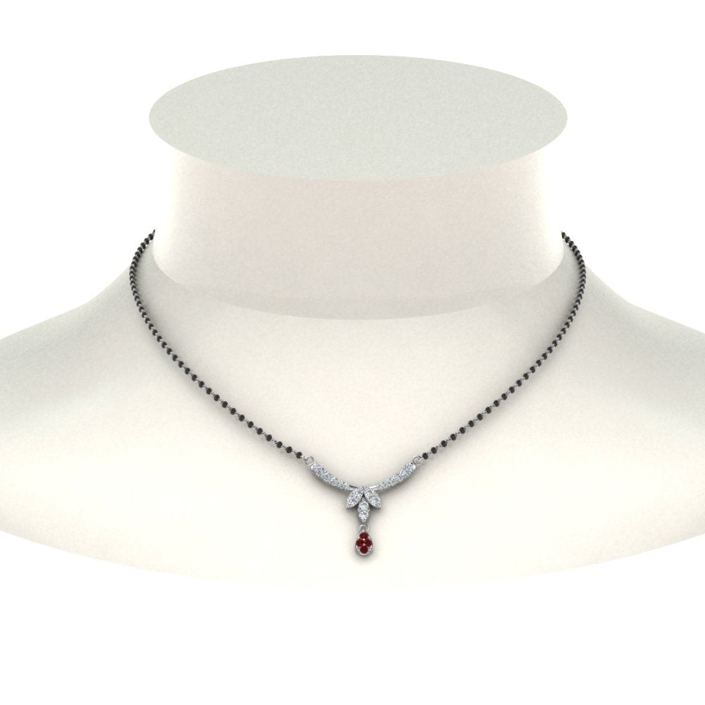 Floral-Drop-Diamond-Mangalsutra-Necklace-With-Ruby
