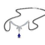 Load image into Gallery viewer, Floral-Drop-Diamond-Mangalsutra-Necklace-With-Sapphire