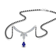 Floral-Drop-Diamond-Mangalsutra-Necklace-With-Sapphire