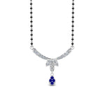 Load image into Gallery viewer, Floral-Drop-Diamond-Mangalsutra-Necklace-With-Sapphire
