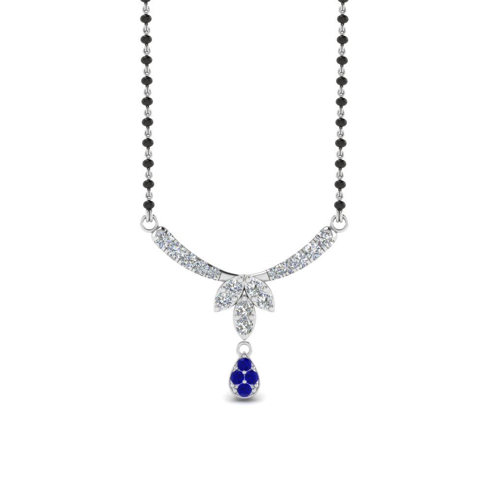 Floral-Drop-Diamond-Mangalsutra-Necklace-With-Sapphire
