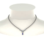 Load image into Gallery viewer, Floral-Drop-Diamond-Mangalsutra-Necklace-With-Sapphire
