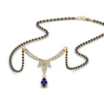 Load image into Gallery viewer, Floral-Drop-Diamond-Mangalsutra-Necklace-With-Sapphire
