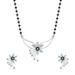 Load image into Gallery viewer, Flower-Design-Diamond-Mangalsutra-And-Earring-Set-With-Emerald