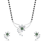 Load image into Gallery viewer, Flower-Design-Diamond-Mangalsutra-And-Earring-Set-With-Emerald
