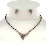 Load image into Gallery viewer, Flower-Design-Diamond-Mangalsutra-And-Earring-Set-With-Sapphire