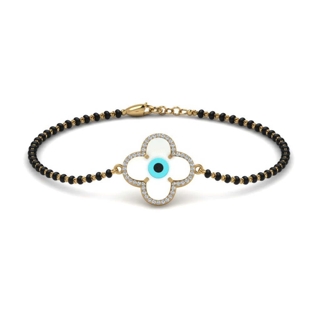 Buy Online - This Rakshabandhan buy Online Gold-Lined White Evil Eye  Mangalsutra Beads Rakhi - Uncommongifts