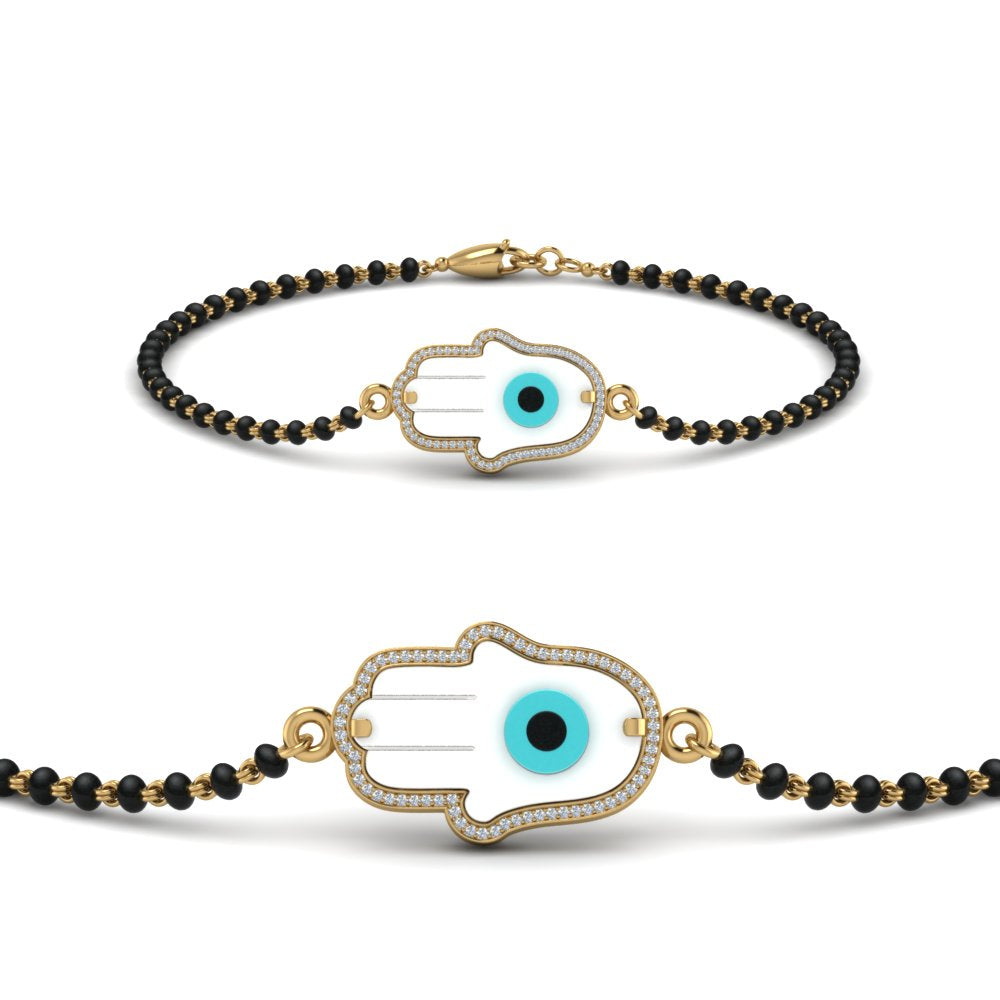 Round Evil Eye Mangalsutra Bracelet With Diamond – Mangalsutraonline