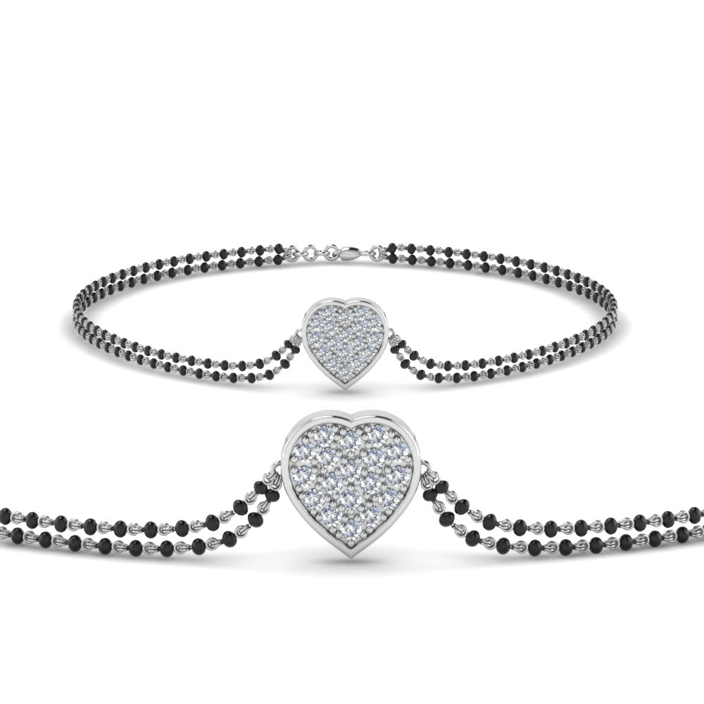 Heart Cluster Diamond Bracelet Mangalsutra