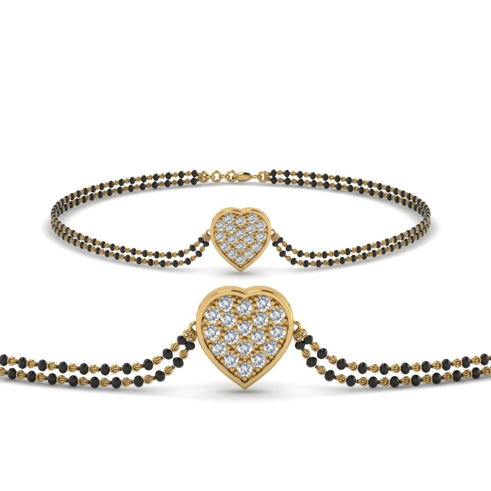 Heart Cluster Diamond Bracelet Mangalsutra