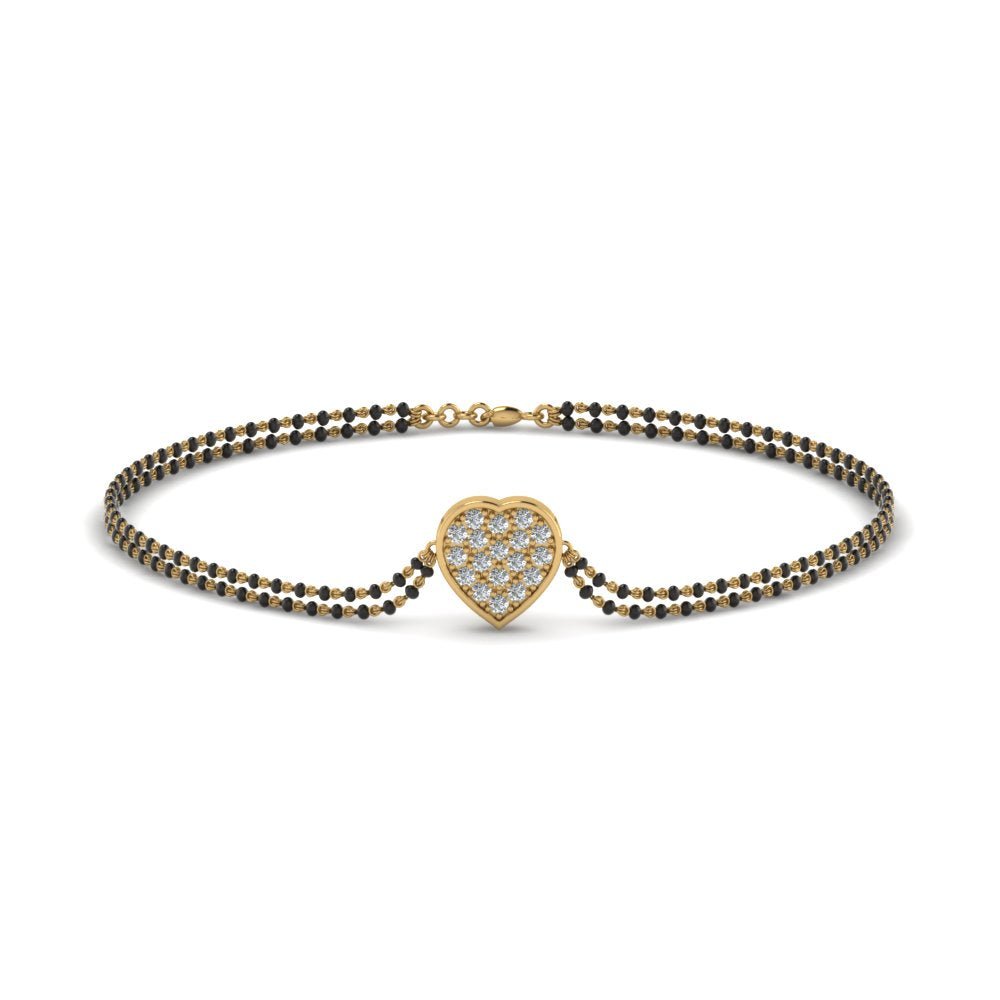 Heart Cluster Diamond Bracelet Mangalsutra