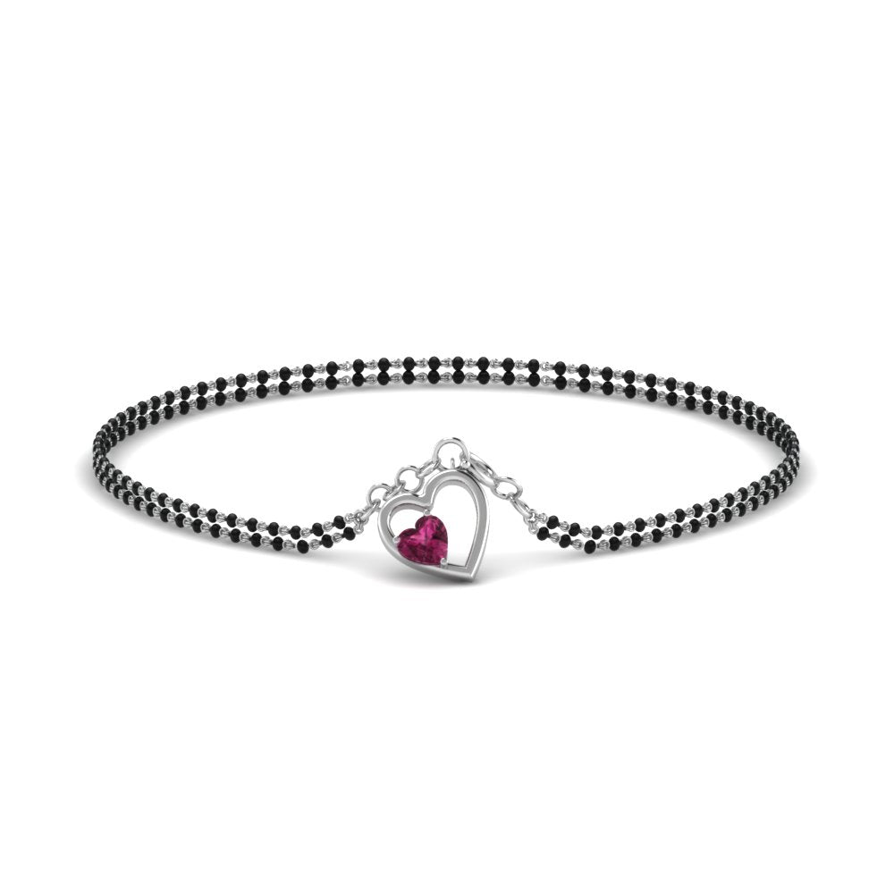 Heart Drop Pink Sapphire Mangalsutra Bracelet