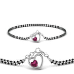 Load image into Gallery viewer, Heart Drop Pink Sapphire Mangalsutra Bracelet
