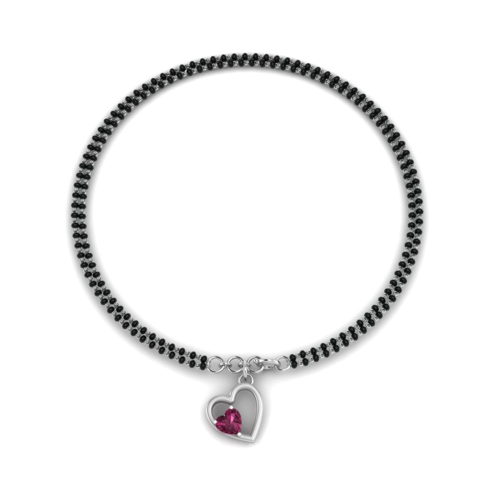 Heart Drop Pink Sapphire Mangalsutra Bracelet