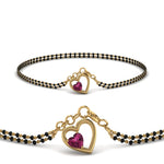 Load image into Gallery viewer, Heart Drop Pink Sapphire Mangalsutra Bracelet