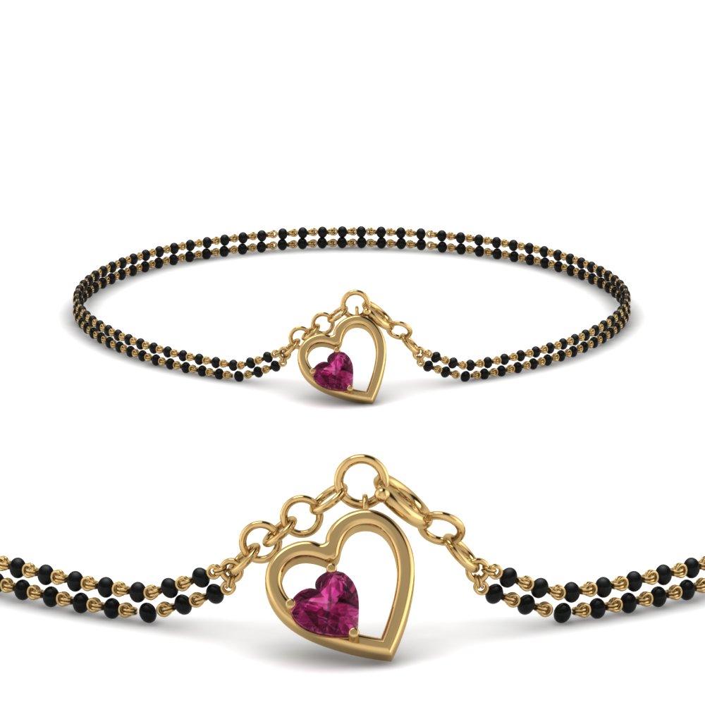 Heart Drop Pink Sapphire Mangalsutra Bracelet