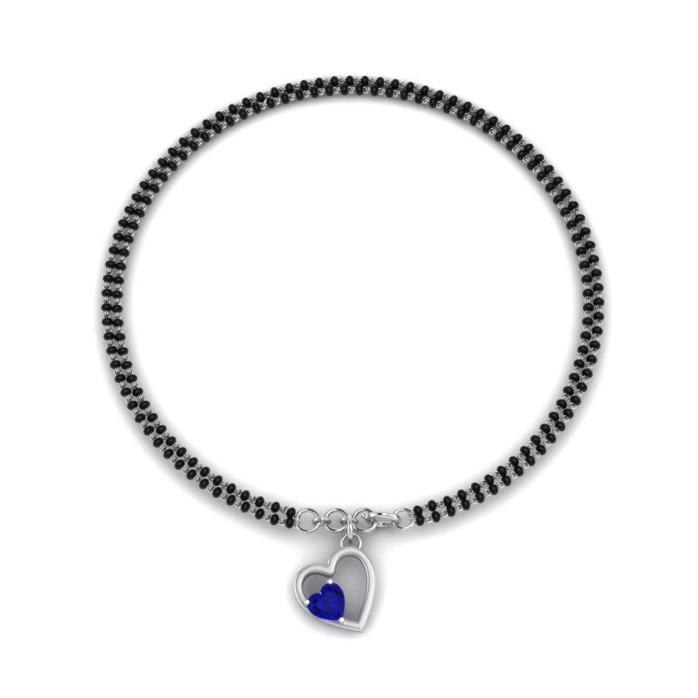 Heart Drop Blue Sapphire Mangalsutra Bracelet