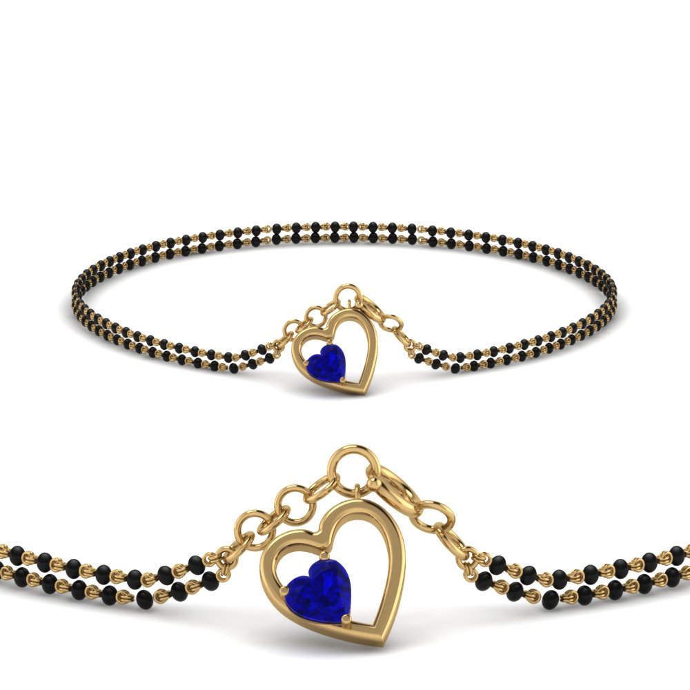 Heart Drop Blue Sapphire Mangalsutra Bracelet