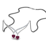 Load image into Gallery viewer, Heart-Pink-Sapphire-V-Shaped-Diamond-Mangalsutra
