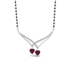 Load image into Gallery viewer, Heart-Pink-Sapphire-V-Shaped-Diamond-Mangalsutra

