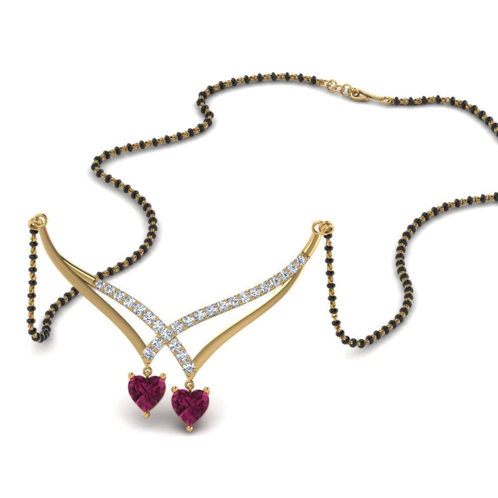 Heart-Pink-Sapphire-V-Shaped-Diamond-Mangalsutra