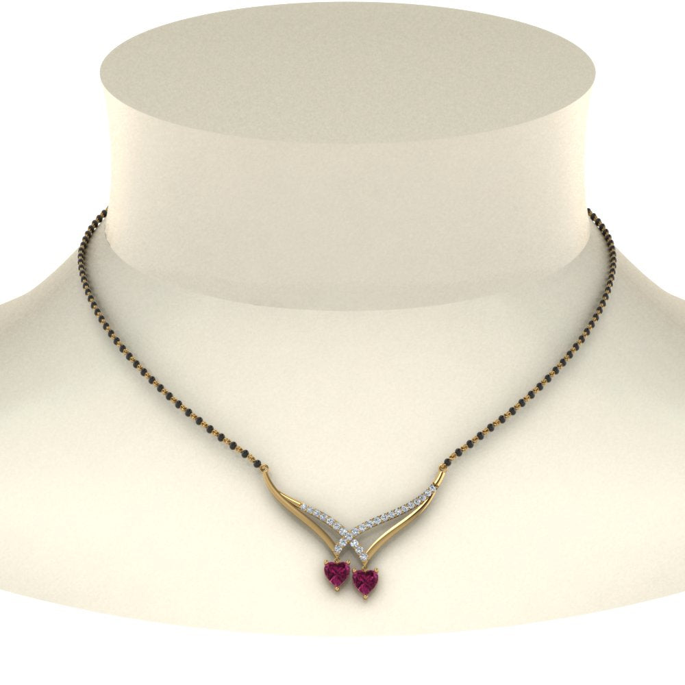 Heart-Pink-Sapphire-V-Shaped-Diamond-Mangalsutra