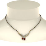 Load image into Gallery viewer, Heart-Ruby-V-Shaped-Diamond-Mangalsutra
