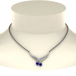 Load image into Gallery viewer, Heart-Sapphire-V-Shaped-Diamond-Mangalsutra